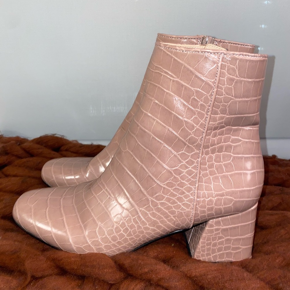 Steve Madden dusty pink croc booties
